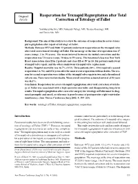 Reoperation for Tricuspid Regurgitation After Total Correction of Tetralogy of Fallot