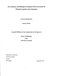 The Synthesis and Biological Evaluation of Several Series Of