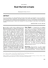 Dual Thyroid Ectopia (Lingual and Subhyoid)