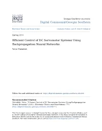Efficient Control of DC Servomotor Systems Using Backpropagation Neural Networks