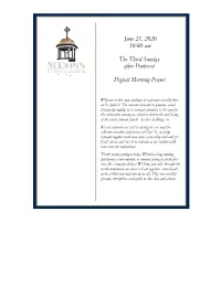 June 21, 2020 10:00 Am the Third Sunday After Pentecost Digital