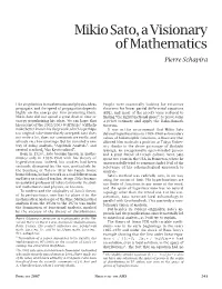 Mikio Sato, a Visionary of Mathematics, Volume 54, Number 2