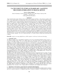 Tactile Input Features of Hardware: Cognitive Processing in Relation to Digital Device