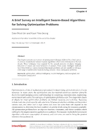 A Brief Survey on Intelligent Swarm-Based Algorithms for Solving Optimization Problems 49
