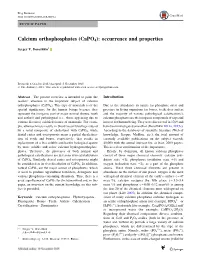 Calcium Orthophosphates (Capo4): Occurrence and Properties