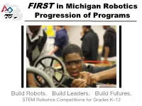 FIRST in Michigan Robotics Progression of Programs