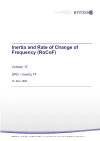 Inertia and Rate of Change of Frequency (Rocof)