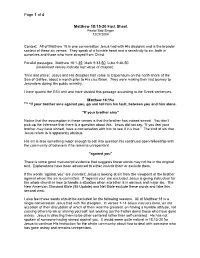 Page 1 of 4 Matthew 18:15-20 Fact Sheet