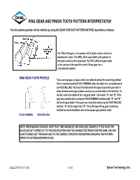 Ring Gear and Pinion Tooth Pattern Interpretation