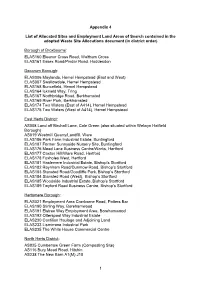1 Appendix 4 List of Allocated Sites and Employment Land Areas Of