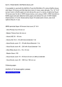 2018 10-26 ALEXA LF & Anamorphic Lenses