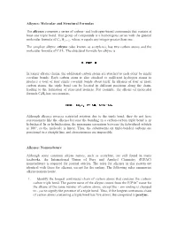 Alkynes: Molecular and Structural Formulas