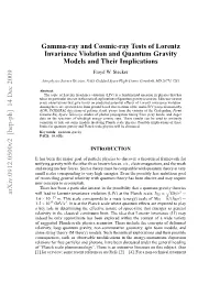 Gamma-Ray and Cosmic-Ray Tests of Lorentz Invariance Violation And
