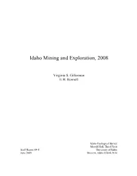 Idaho Mining and Exploration, 2008