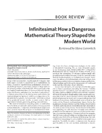 Infinitesimal: How a Dangerous Mathematical Theory Shaped the Modern World Reviewed by Slava Gerovitch