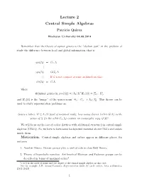 Lecture 2 Central Simple Algebras Patricio Quiroz