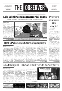 Life Celebrated at Memorial Mass IBM VP Discusses Future of Computers