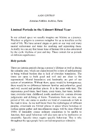 Liminal Periods in the Udmurt Ritual Year