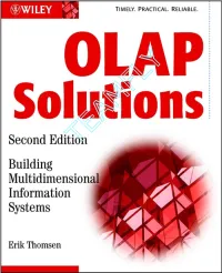OLAP Solutions Building Multidimensional Information Systems
