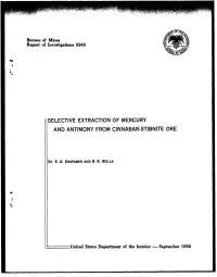Selective Extraction of Mercury and Antimony from Cinnabar-Stibnite Ore