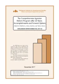 The Comprehensive Agrarian Reform Program After 30 Years: Accomplishments and Forward Options Marife M