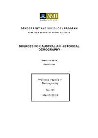 Historical Demogrphy Sources