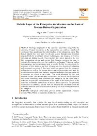 Holistic Layer of the Enterprise Architecture on the Basis of Process-Driven Organization