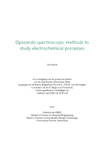 Operando Spectroscopic Methods to Study Electrochemical Processes, June 2020