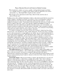 Physics Education Research and Contexts of Student Learning Why