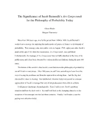The Significance of Jacob Bernoulli's Ars Conjectandi