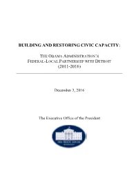 Building and Restoring Civic Capacity: (2011-2016)
