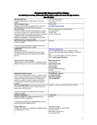 Community Resources/Las Vegas