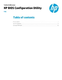 HP BIOS Configuration Utility FAQ