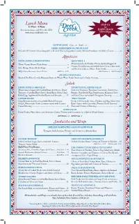 Lunch Menu JOIN US 11:30Am – 4:00Pm for for Reservations, Call 954-421-5553 HAPPY HOUR 3:00-6:30Pm