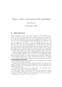 Napier's Ideal Construction of the Logarithms