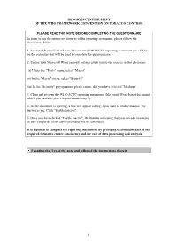 Reporting Instrument of the Who Framework Convention on Tobacco Control