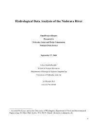 Runoff Relations in the Niobrara River Basins