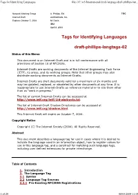 Tags for Identifying Languages File:///C:/W3/International/Draft-Langtags/Draft-Phillips-Lan