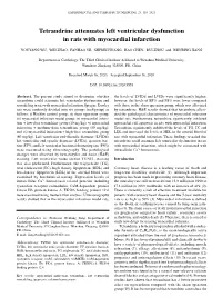 Tetrandrine Attenuates Left Ventricular Dysfunction in Rats with Myocardial Infarction