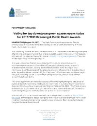Voting for Top Downtown Green Spaces Opens Today for 2017 MDID Greening & Public Realm Awards