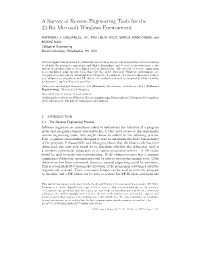 A Survey of Reverse Engineering Tools for the 32-Bit Microsoft Windows Environment