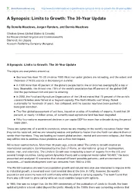 A Synopsis: Limits to Growth: the 30-Year Update