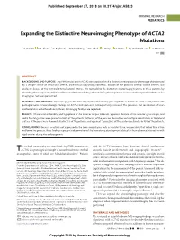 Expanding the Distinctive Neuroimaging Phenotype of ACTA2 Mutations