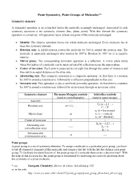 Point Symmetry Elements and Point Groups
