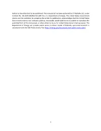 1 Notice to the Editor (Not to Be Published): This Manuscript Has Been Authored by UT-Battelle, LLC, Under Contract No. DE-AC05