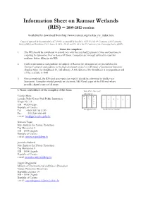 Information Sheet on Ramsar Wetlands (RIS) – 2009-2012 Version