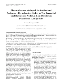 Macro-Micromorphological, Antioxidant and Preliminary Phytochemical Studies on Two Terrestrial Orchids Eulophia Nuda Lindl