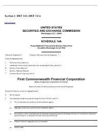 Proxy Statement for the First Commonwealth Financial Corporation 2020 Annual Meeting of Shareholders