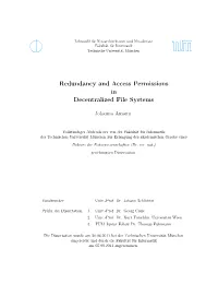 Redundancy and Access Permissions in Decentralized File Systems
