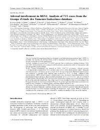 Adrenal Involvement in MEN1. Analysis of 715 Cases from The